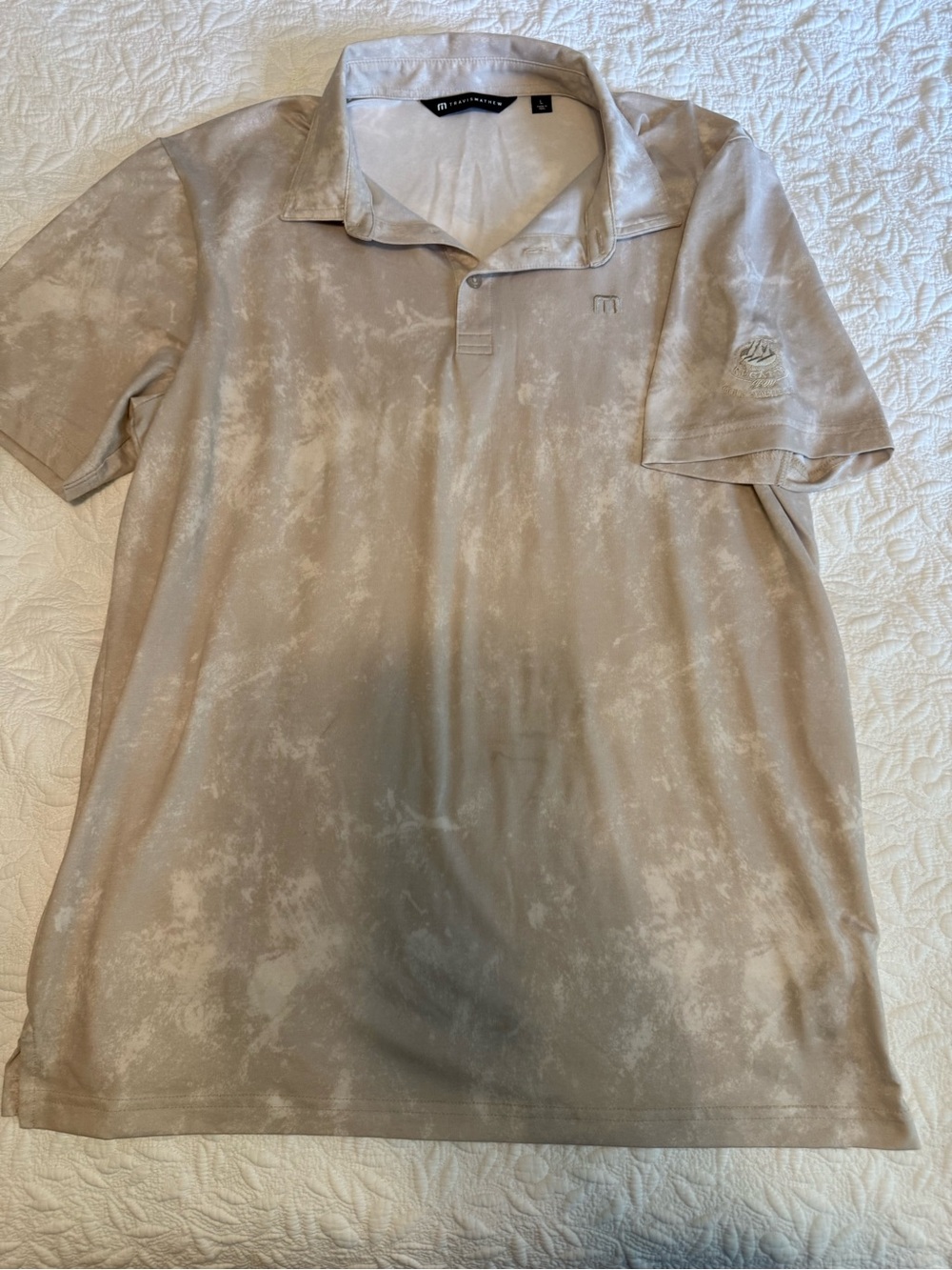 Travis Mathew Regatta Bay Taupe Marble-Effect Polo Shirt